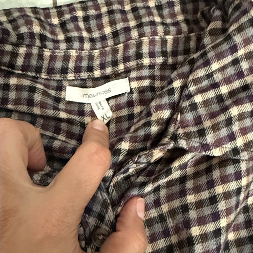 Maurices Purple Plaid Shirt - Picture 3 of 3